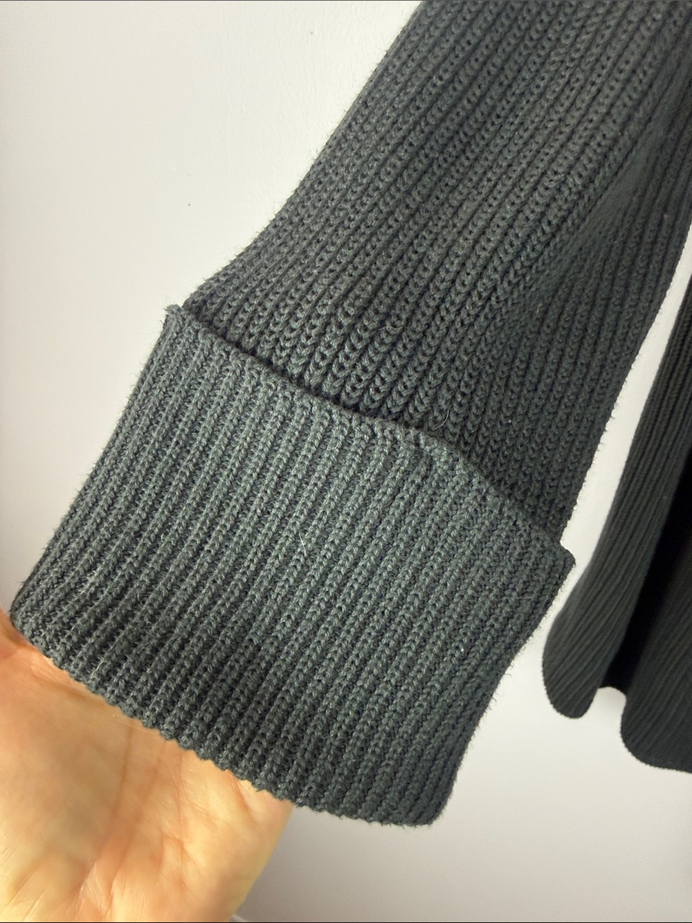 ICHI Ihbasil Cotton Blend Charcoal Grey Knit Wrap Cardigan Sweater Size L - Picture 5 of 12